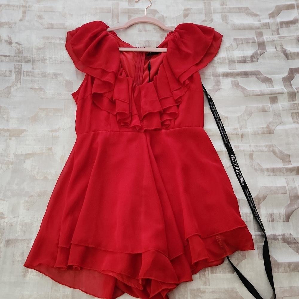 NWT Red Ruffled Sleeveless Romper